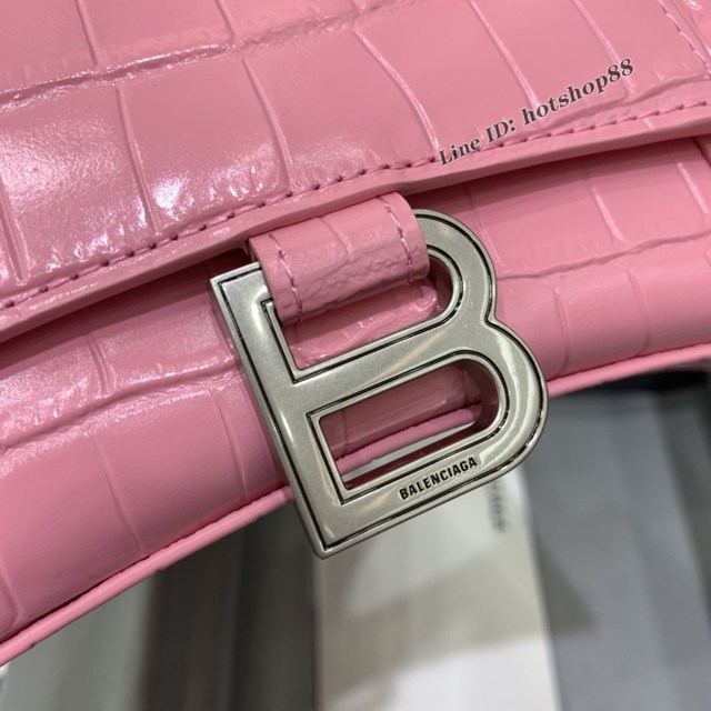 Balenciaga專櫃2022爆款小號手提包 巴黎世家新粉鱷魚紋沙漏包 fyj1520